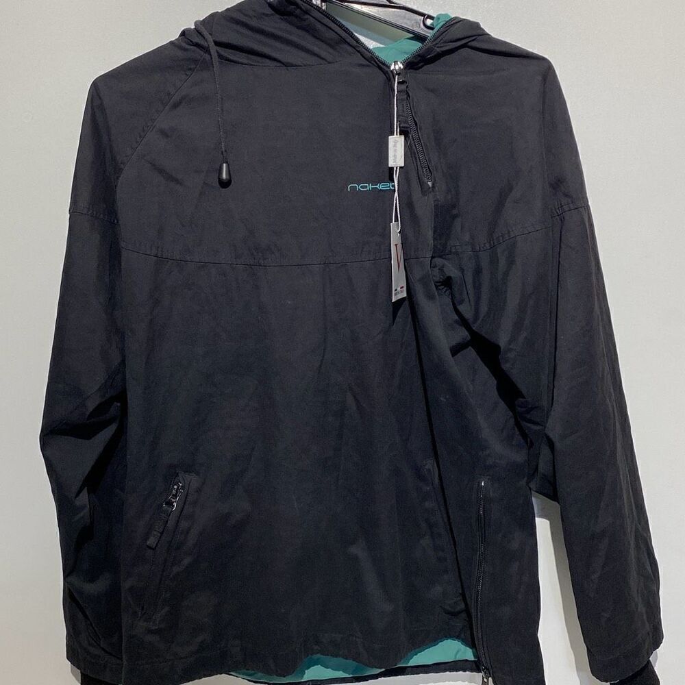 Naketano Men's Black Fully‎ Lined Hooded Quarter Zip Jacket Size Small NWT